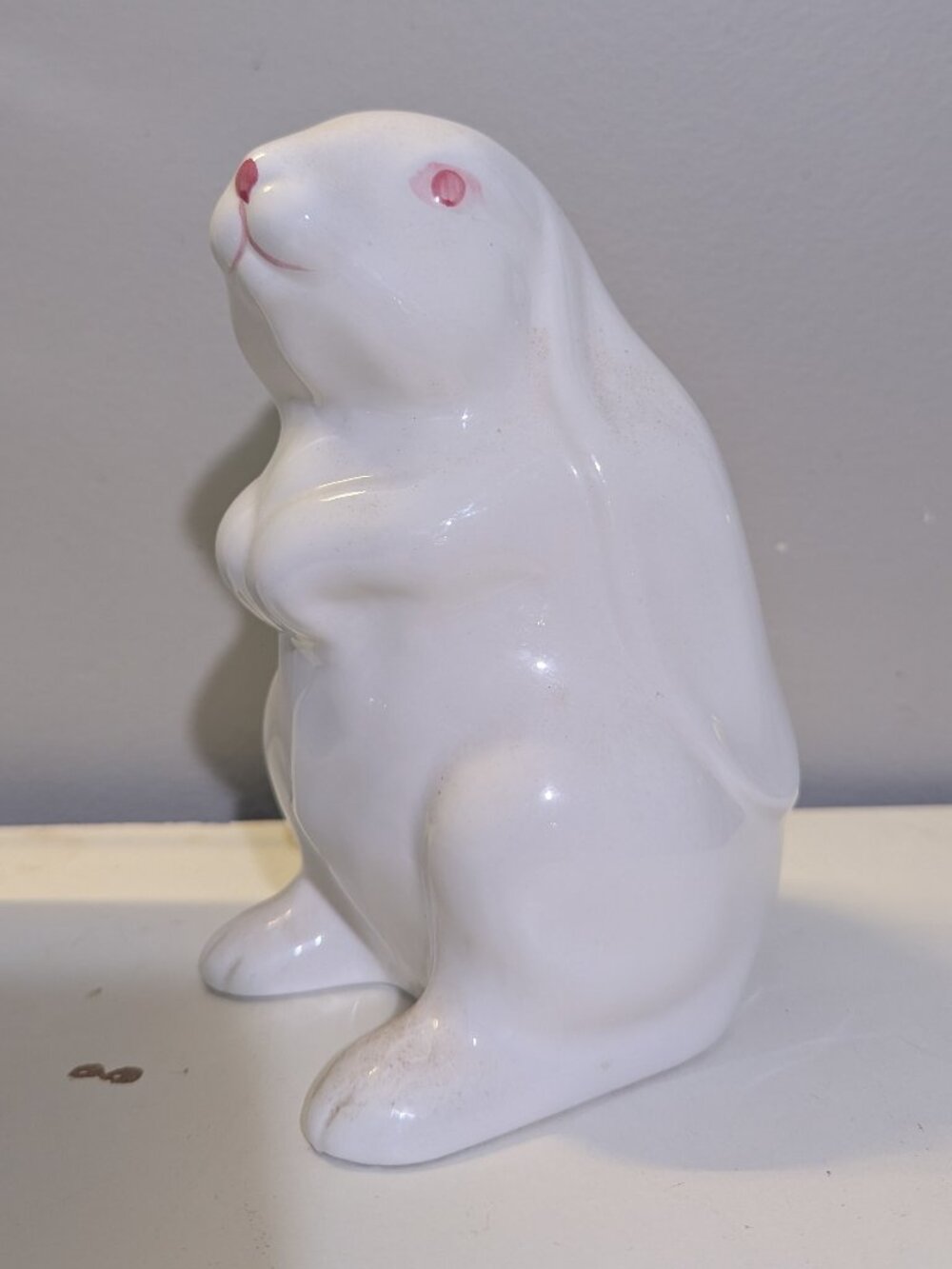 Vintage Hand Painted Floral Glazed Ceramic Porcelain Bunny Rabbit Easter